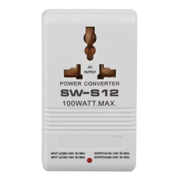 SW-S12-transformador de voltaje de doble canal, convertidor de potencia de viaje, 100W, 110V/120V a 220V/240V - 1