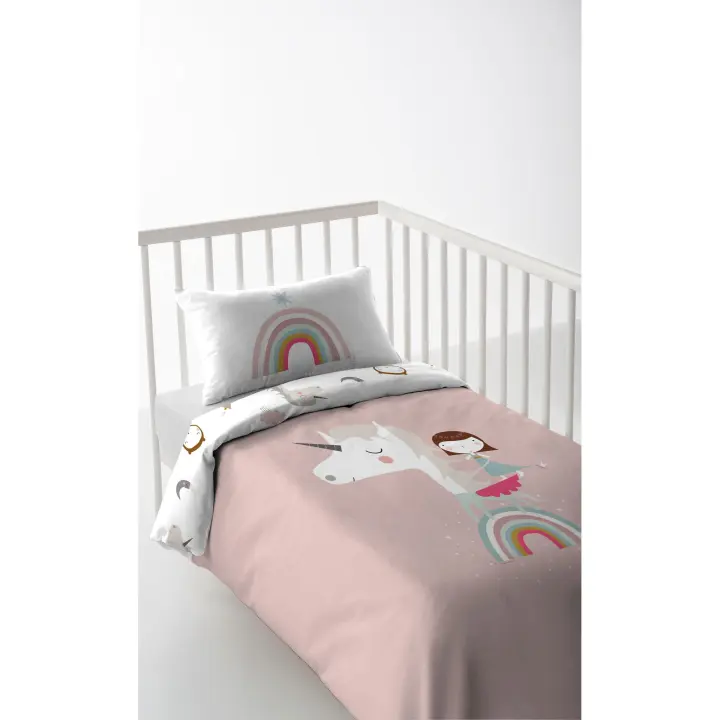 FUNDA NORDICA CUNA/MAXICUNA INFANTIL BEBÉ 100% ALGODÓN UNICORN PINK HACIENDO EL INDIO FABRICADO EN ESPAÑA - 1