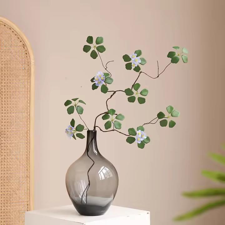 Simulada Rama Enredada De Flores Con Campana Colgante Y Madera Borracha Decoración De Pared a Piso Para Sala De Estar Planta Forestal Artificial - 1