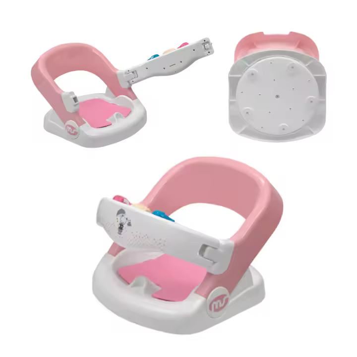 MS Bebe - Asiento De Baño Giratorio 360 Para Bebé Con Reclinado y base antideslizante - Apertura frontal y 2 posiciones de reclinado - 1