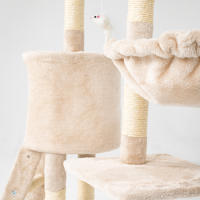 Casa Basics - Rascador para gatos NENI con Altura de 144 cm, Incluye 1 escalera, 1 caseta, 3 Plataformas Mirador, 4 ratas, 1 Nido - Árbol para Gatos en Beige/Negro/Gris - details 3