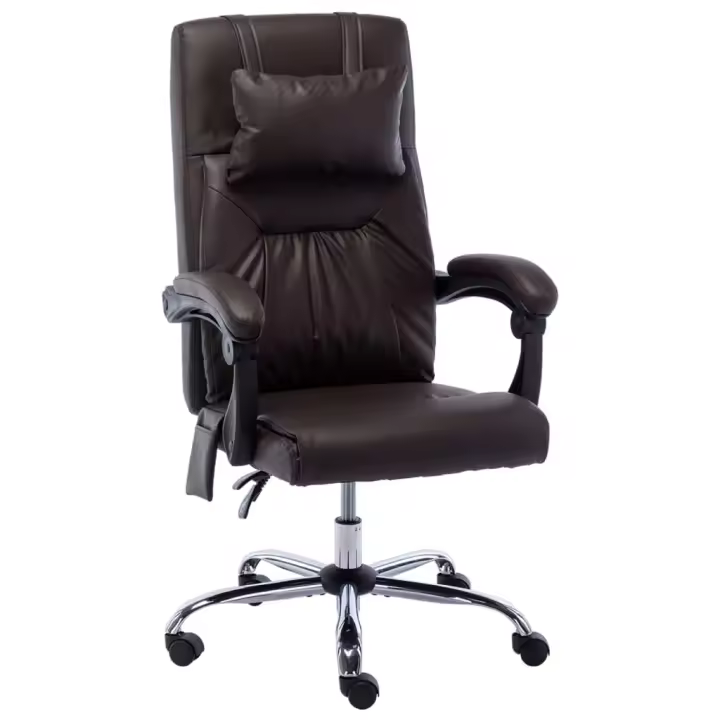 Silla de Masaje de Cuero Sintético con Masaje para el Cuello - 1