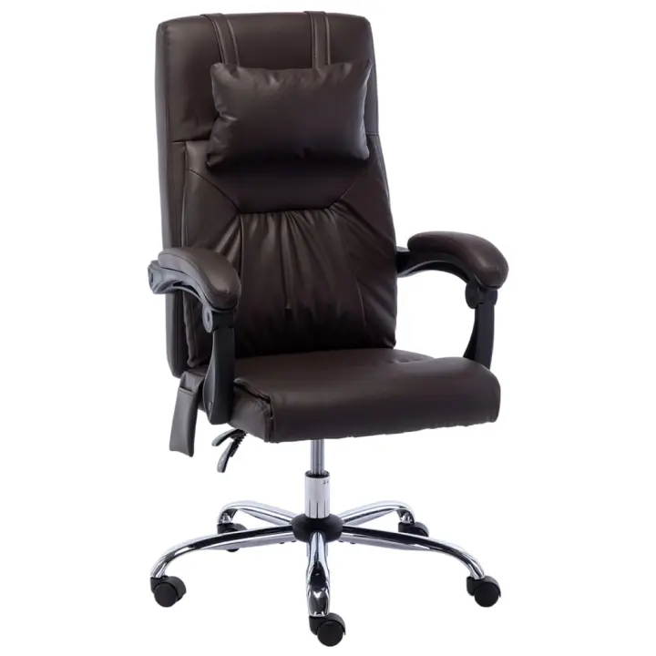 Silla de Masaje de Cuero Sintético con Masaje para el Cuello - 1