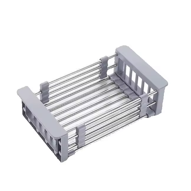 Escurridor de cocina fregadero, Marco extensible de acero inoxidable, estante de almacenamiento, almacenamiento de utensilios de cocina, estante de clasificación de cuencos y platos - 1