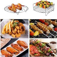 Rack De Doble Capa Para Air Fryer Accesorios Metálicos Plegables Soporte Con Brochetas Herramientas De Cocina - details 2