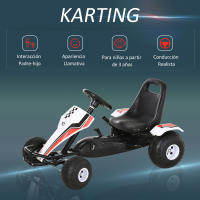 HOMCOM Go Kart a Pedales para Niños de +3 Años Coche de Pedales Infantil con Asiento Ajustable y Freno de Mano 104x66x57 cm Blanco y Negro - details 3