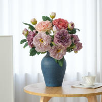 1PC Peonía Artificial De Lujo Con 2 Cabezas Para Decoración De Bodas Y Hogar Estilo Floral Silken Simulación Para Sala De Estar Porche Fiestas - details 0