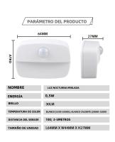 Luz Nocturna LED Con Sensor De Movimiento Para Interior Pega En La Pared Iluminación Para Pasillo Escalera Baño Armario Dormitorio Batería Operada Luz Rectangular - details 4