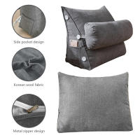Almohada de Lectura cuña para Cama cojín de respaldo grande para adultos con bolsos - details 1