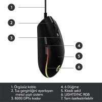 Logitech Ratón Gaming G102 con Cable USB | 8000 DPI | Iluminación RGB Arcoíris | Sensor Óptico de Alta Precisión para PC | Mac | Portátiles - details 4