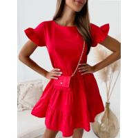 Vestido Corto De Verano Para Mujer Estilo Casual Con Mangas Flare Y Cuello Redondo Color Sólido Vestido De Fiesta De Vacaciones Largo De Rodilla Ajuste Suave - details 2