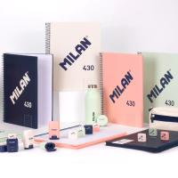 MILAN Cuadernos A4 tapa dura, cuadrícula 5 x 5 mm, 120 hojas de 95 gr/m², modelo 430 since 1918, colores pastel rosa, azul oscuro, marfil blanco, verde agua, gran calidad, anillas, escolar, instituto, universidad, adulto, unisex, forrado, microperforado - details 2