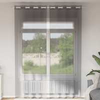 vidaXL Cortinas de gasa con ojales 2 uds en color Amarillo/Tuquesa/Rojo vino tinto y más | protección solar decorativa para ventanas hogar oficina dormitorio fácil de instalar - details 8
