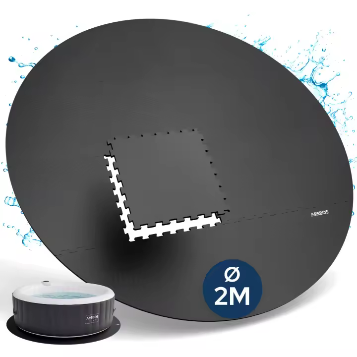 AREBOS Alfombra Protección Spa Ø200 cm EVA 16 Pzs Antideslizante Exterior Suelo - 1