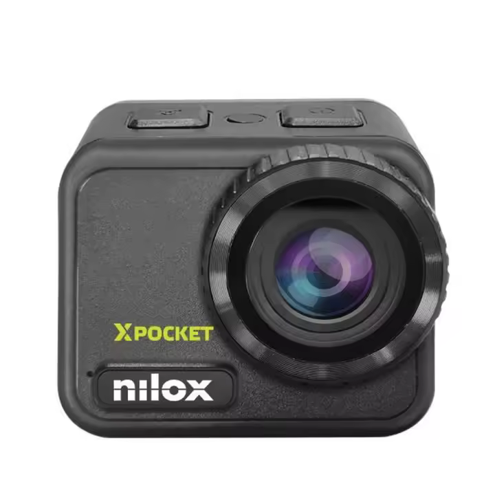 Nilox XPOCKET Action CAM, Cámara Deportiva Compacta 4k a 30fps, Pantalla LCD de 2.1'', Conexión WiFi, Batería 1050mAh, Sumergible hasta 21m Sin Funda - 1