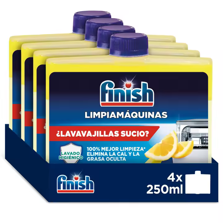 Finish Limpiamáquinas Limpieza Profunda Limón Lavavajillas 4x 250ml - 1