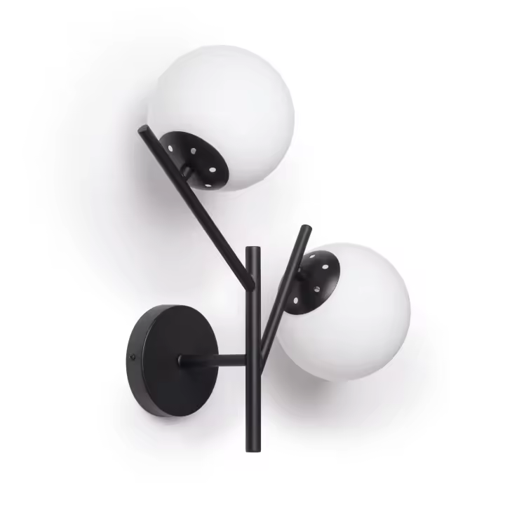 Ledkia Lámpara de Pared de Metal y Cristal Balts Negro - 1