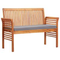 vidaXL Banco de jardín 2 plazas con cojín madera maciza acacia 120 cm en color Crema/Gris oscuro | acolchados duraderos para sofás de jardín terraza exterior - details 1