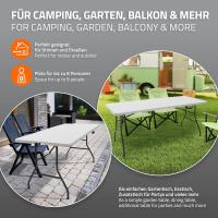 STARLEY-Mesa de Camping Plegable de Plástico y Patas de Acero 180 x 70 x 74cm Blanca Mesita Buffet de Eventos Interior Exterior para 6 Personas Tablero con Asa de Transporte para Jardín Terraza - details 3