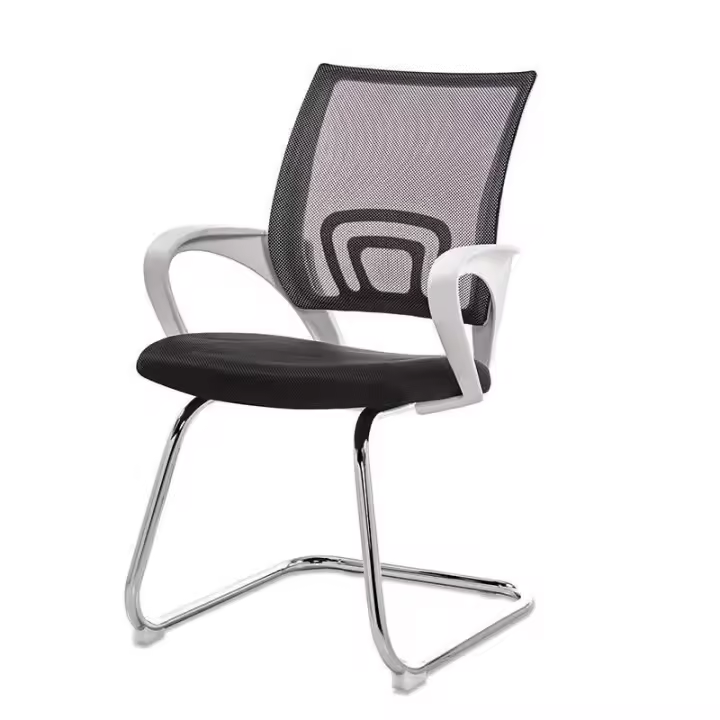 Sillón de oficina FISS NEW, blanco, fijo, malla y tejido negro - 1
