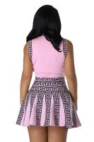 Vestido Mini De Oficina Para Mujer Estampado Y Elástico De Tenis Con Cuello Redondo Y Falda Plisada Casual Middle Age Polyester - details 16