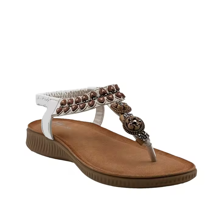 JZ Hermanos Sandalias planas con punta abierta de estilo bohemio para mujer - 1