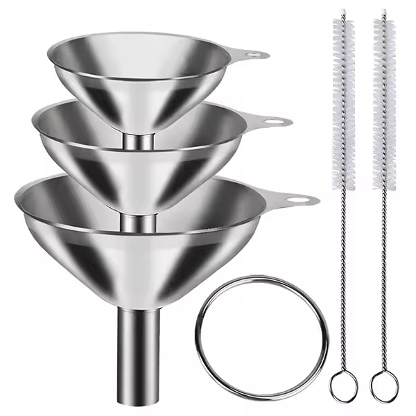 Juego De 3/5 Funnel De Acero Inoxidable Para Cocina Funnel De Metal Grado Alimenticio Para Rellenar Botellas Pequeño Para Aceites Esenciales Especias - 1