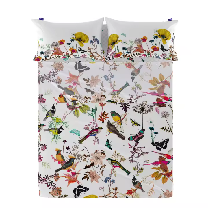 Happyfriday- Birds of paradise Sábana, Sábanas 100% Algodón, calidad de 150 TC, Fabricado en España (No incluye fundas de almohada) - 1