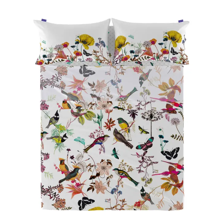 Happyfriday- Birds of paradise Sábana, Sábanas 100% Algodón, calidad de 150 TC, Fabricado en España (No incluye fundas de almohada) - 1