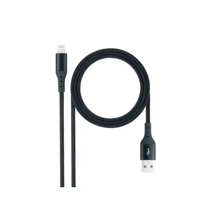 NANOCABLE 10.10.0401-COBK - Cables USB 2.0, Compatible para Dispositivos Apple, Mallado, Color Negro, 1 metro - 1