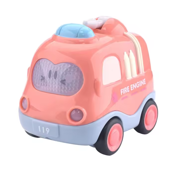 Mini Coche De Dibujos Animados Juguetes Plásticos Modelo Con Retroceso Regalo Educativo Para Niños Y Niñas Camión De Incendio Taxi - 1