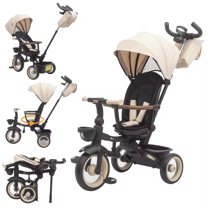 Twinly - Triciclo Evolutivo Bebé Sami Plegable con Asiento Giratorio 360 – Correpasillos 25kg – Luz, Capota Extensible - 1