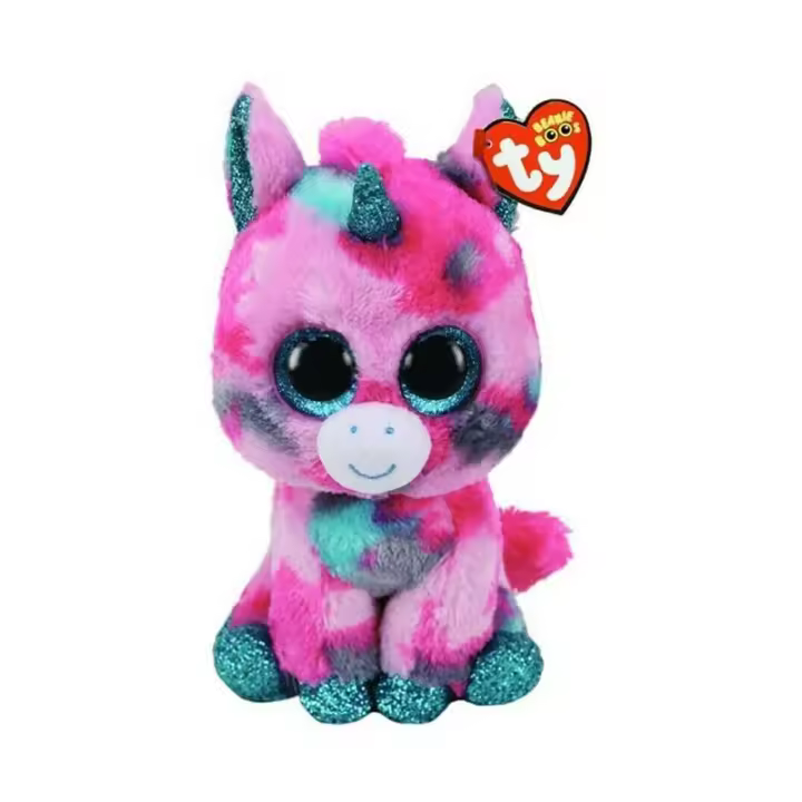 Peluche de Gumball el unicornio rosa con cuerno azul de TY Beanie Boos - 1