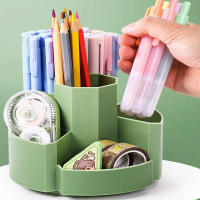 Organizador De Escritorio Giratorio De 360 Grados Con 7 Slots Para Lápices Y Bolígrafos En Plástico Verde/Rosa Rojo - details 1