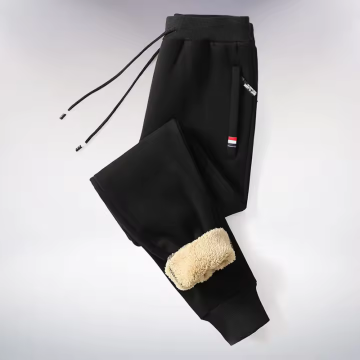 Pantalones Casuales Para Hombre Invierno Algodón Terciopelo Alineados Pantalones De Lana Gruesa Tejidos Sueltos Cintura Alta Estilo Smart Casual - 1
