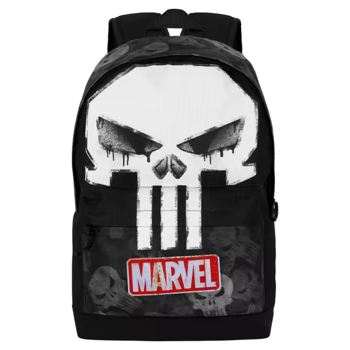 Mochila Skull Punisher Marvel 44cm. Mochila ergonómica con amplio espacio. Diseño resistente y versátil para llevar tus pertenencias con estilo. - 1