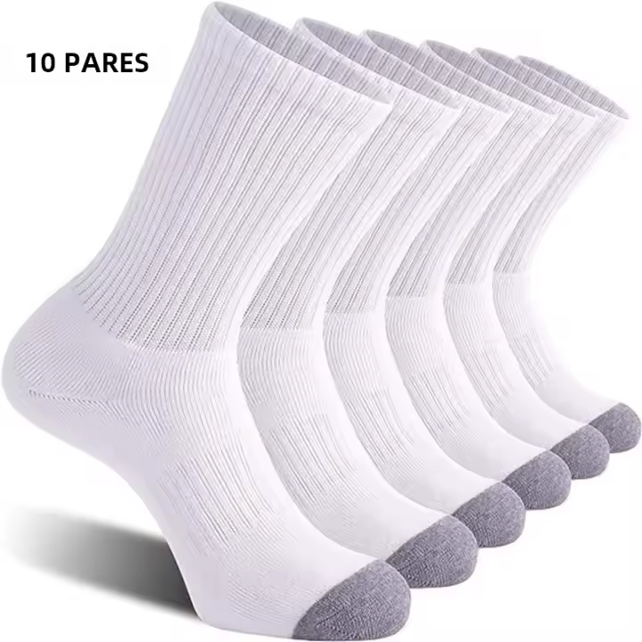 10 Pares De Calcetines De Algodón Para Hombres Talla Grande EUR 39-47 Calcetines Deportivos De Cuello Alto Para Correr Fútbol Y Soccer Calcetines De Atletismo En Blanco Y Negro - 1