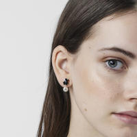 Pendientes de Oso de Plata esterlina S925, incrustaciones de Perlas de cuarzo de Ágata natural, pendientes de Diseño de Nicho de lujo Ligero - details 5