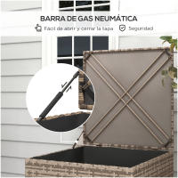 Outsunny Baúl de Exterior de Ratán Sintético 75x75x70 cm Arcón de Almacenaje con Varilla Hidráulica y Marco de Acero Carga 50 kg Caqui - details 4