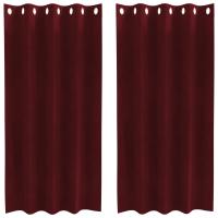Cortinas Blackout vidaXL con ojales 2 pcs Vino Rojo Terciopelo - details 1