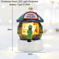 Adornos De Navidad Resina Casa LED Decoración De Árbol De Navidad Juguete Para Niños Esqueleto De Hombre Y Santa Claus Microlandscape - details 8