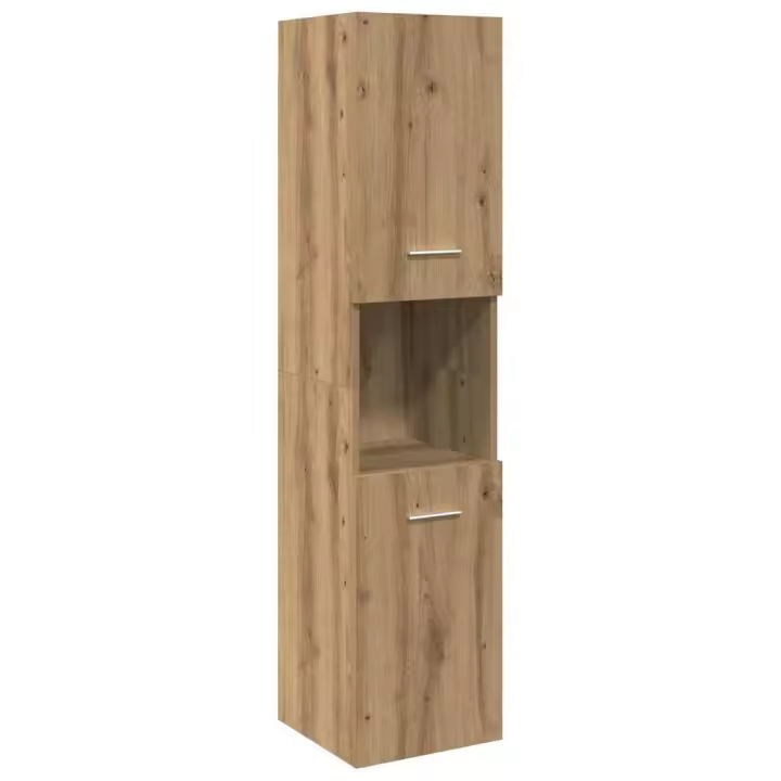 vidaXL Armario pared baño madera ingeniería roble artisian 30x30x130cm - 1