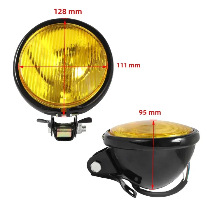 Faros De Motocicleta Retro Redondos Con Soporte Electroplata Vintage Para Honda Hayabusa Suzuki Harley Yamaha Bicicleta De Tierra - 1