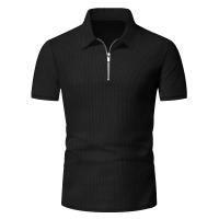 Traje Casual Para Hombre Verano European Y American Con Camisa De Encaje Sólido Y Pantalones Cortos Estilo Libre Con Cuello Redondo - details 2