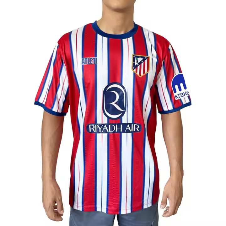 Atlético de Madrid Camiseta Primera Equipación Temporada 2024-2025 Julián Álvarez Réplica Oficial - Talla Adulto, Regalo Cumpleaños, Color Rojo y Blanco - 1