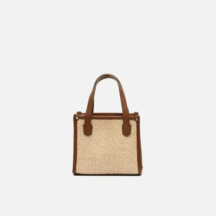 Segusi bolso tote pequeño efecto rafia con asa bandolera extraíble Raffia / Playa Misako - 1