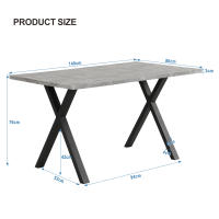 Minimalista moderna Mesa de comedor rectangular: piernas cruzadas de Hierro, aspecto de Hormigón Negro | Dimensiones 140x80x76cm - details 7