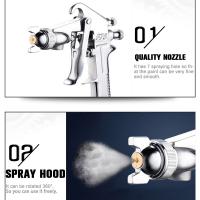 Pistola De Pulverización Ajustable 1.5mm F-75 Con Manija Plateada Para Pintura De Piezas De Automóviles Y Muebles - details 4
