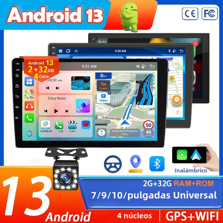 Reproductor Multimedia Para Coche Android 13 Con Android Auto Carplay WIFI GPS Universal Para Hyundai Nissan Toyota Kia Pantalla Táctil 7-10 Pulgadas RAM 2G ROM 32G - 1