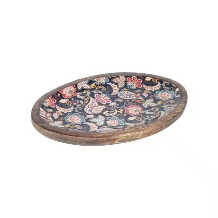 SIGNES GRIMALT Signes Grimalt Bandeja Oval Decorativa Portavelas de Madera Set de 2 Unidades - 1